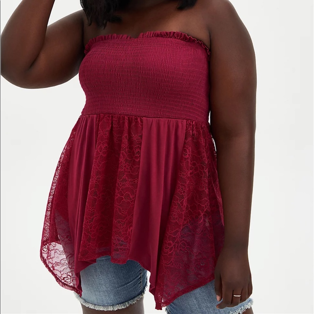 Torrid Burgundy Lace Tube Top NWOT